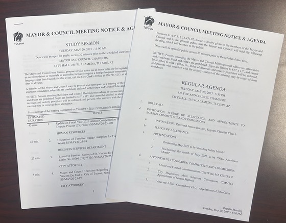 Photo of meeting agenda