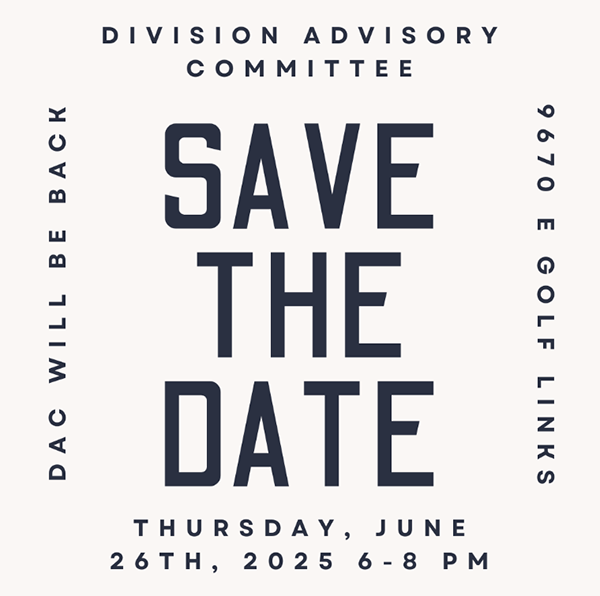 DAC flyer, Thursday, June 26, 6-8 pm, 9670 E Golf Links