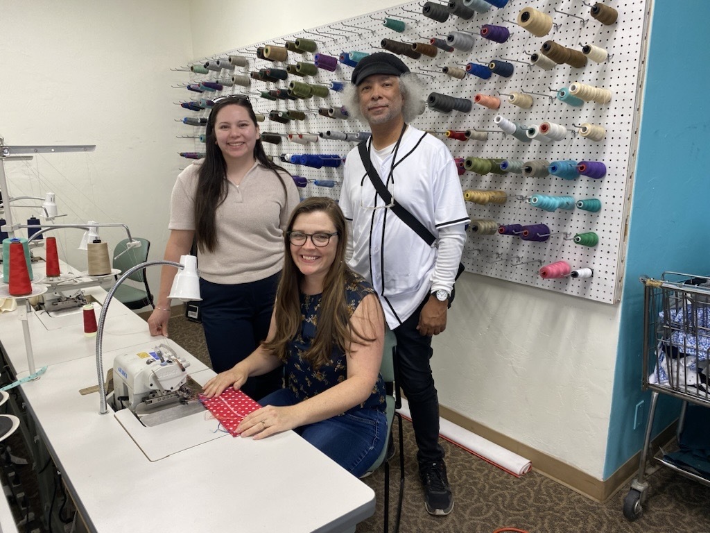 Photo of Ward 3 staff Naomi Lee and Mike Edmonds with Erika Yngve.