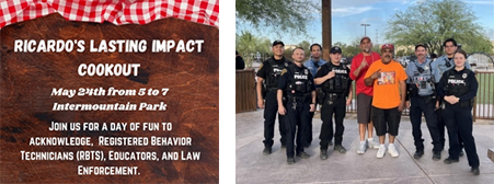 Ricardo's lasting impact flyer and group photo of officers and others at BBQ event