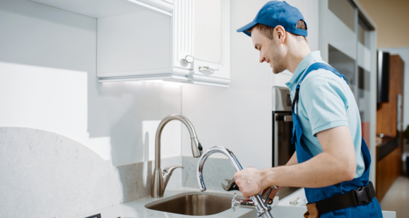 handyman replaces plumbing fixtures