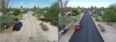 before and after image of road