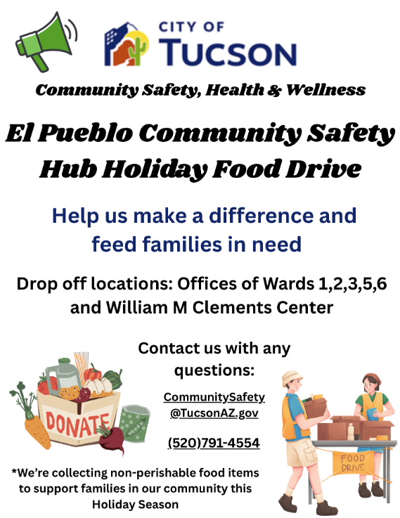 El Pueblo Community safety food drive Graphic