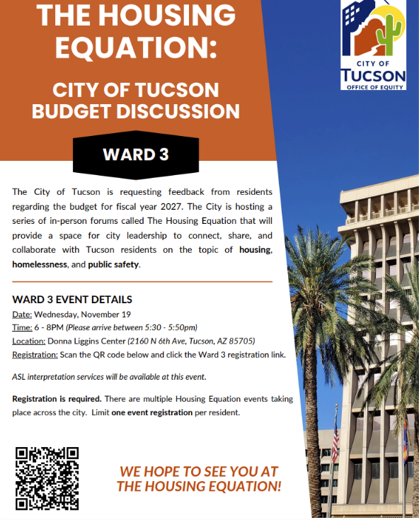 City of Tucson Budget Discussion in Ward 3 graphic