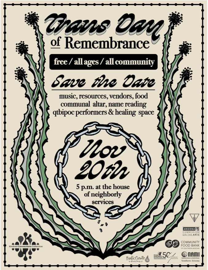 a unique illustration of an ocotillo with text for the event