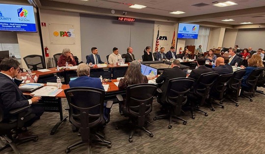 Photo The Tucson City Council in a meeting with the Pima County Board of Supervisors.