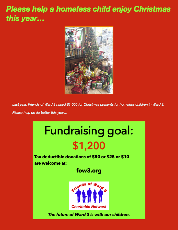 Friends of Ward 3 Fundraising Graphic