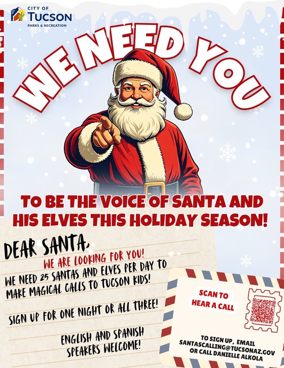 Santa is calling Volunteer event flyer