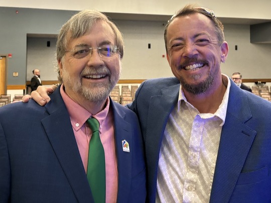 Photograph of Tucson City Council Member Kevin Dahl and Tucson Poet Laureate TC Tolbert.