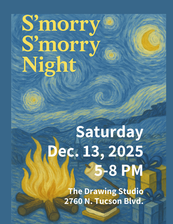 Graphic for S'morry Night event at the Drawing studio