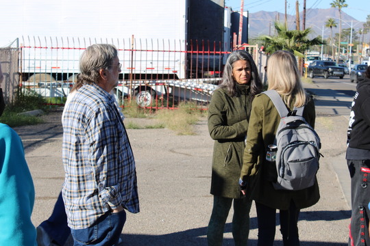 Photo of Ward 3 Council Member Kevin Dahl and Pima County District 3 Supervisor Jen Allen talking to constituents.