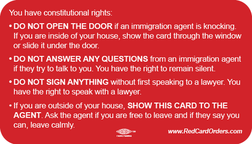 image of read know your rights card