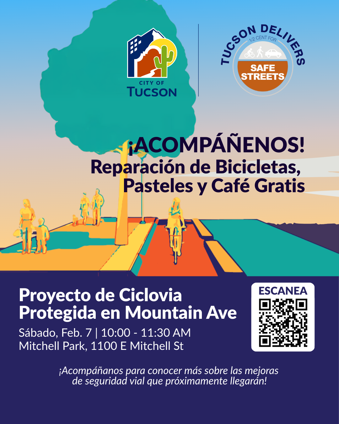 Graphic for Mountain Avenue Protected Bike Lane Project in Spanish