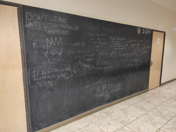 Photo of chalk board inside CBI inpatient area.