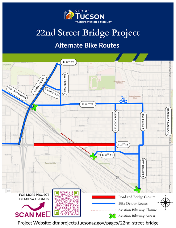 Bike Detour routes for 22nd st bridge closure