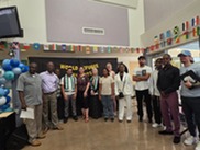 Mayor with constituents at event