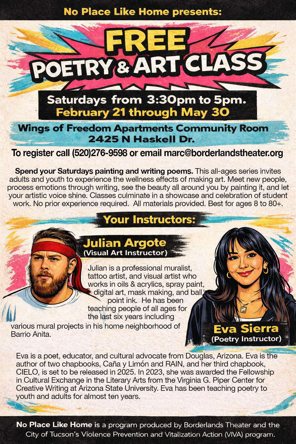 Flyer for Poetry and Art classes