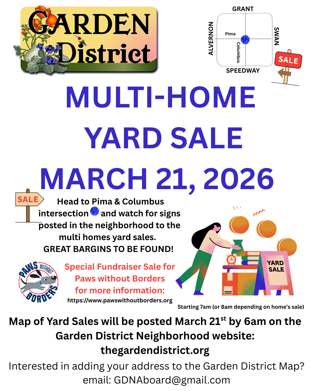 Yard Sale flyer for garden district