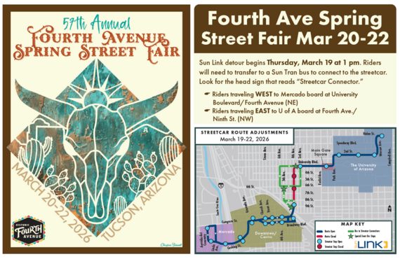 Fourth Avenue Spring 2026 Street Fair Poster and Sun Link Map
