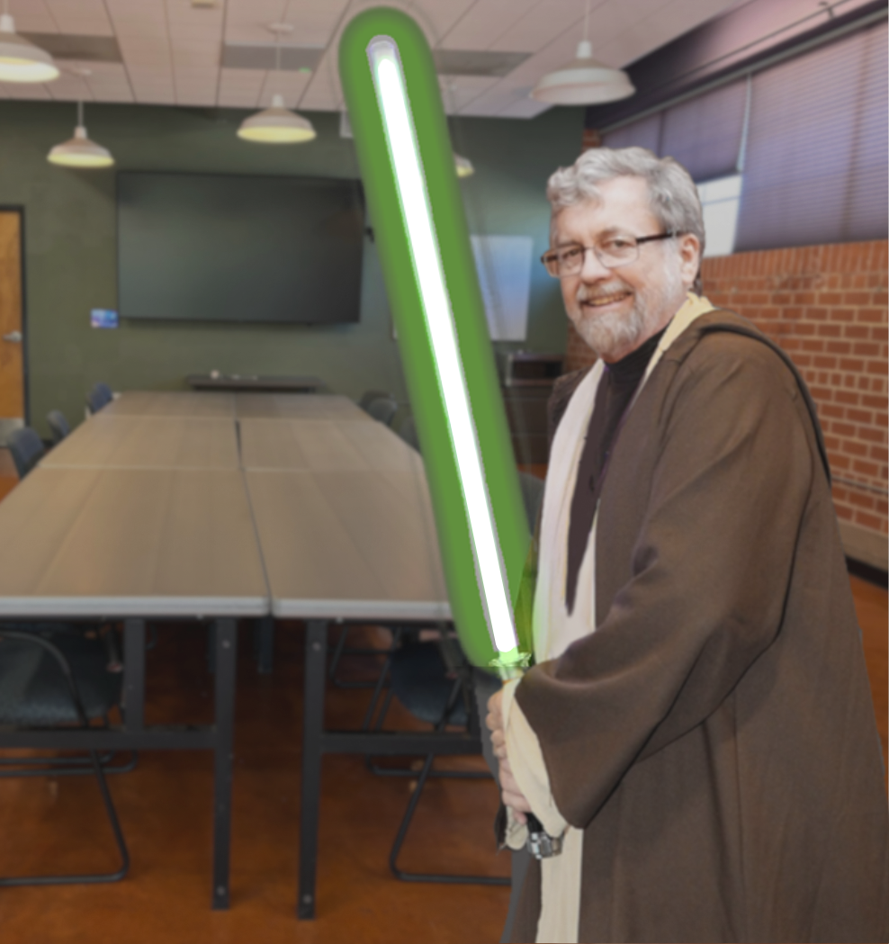 Photo of Kevin Dahl as a Jedi
