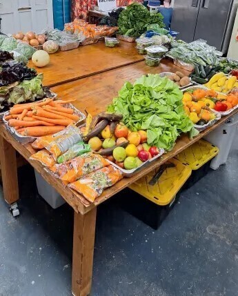 Tucson Food Sharing photo of vegetables displayed on a table.