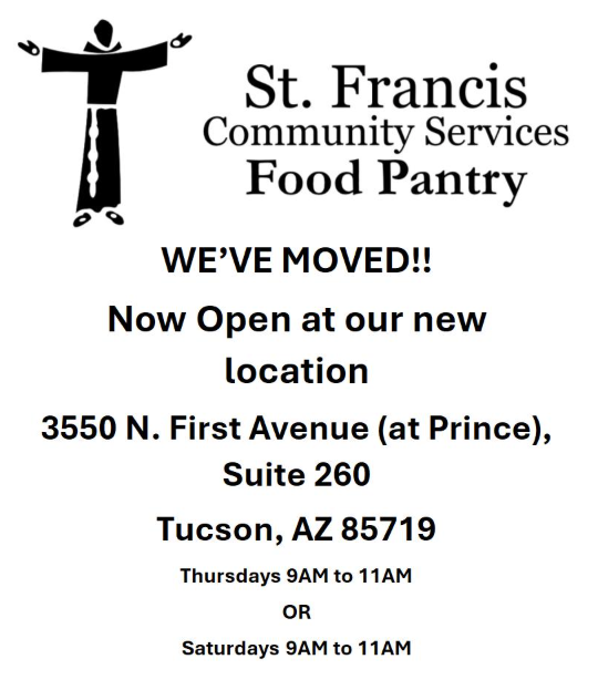 Flyer for St. Francis Community Food services food pantry.