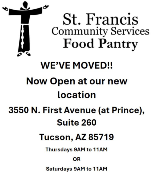 Flyer for St. Francis Community Food services food pantry.