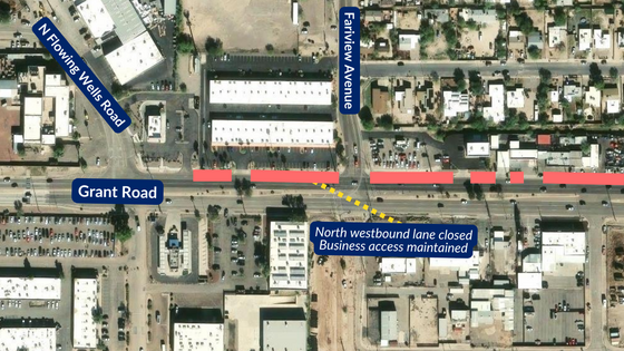 Photo of aerial view of Upcoming Sidewalk Work on Grant Road 