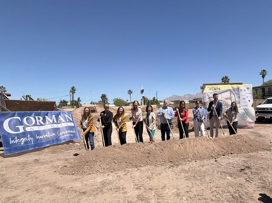 Photo of City of Tucson Government officials at the Amazon Flats construction site.
