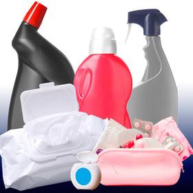 various bottles of household chemicals