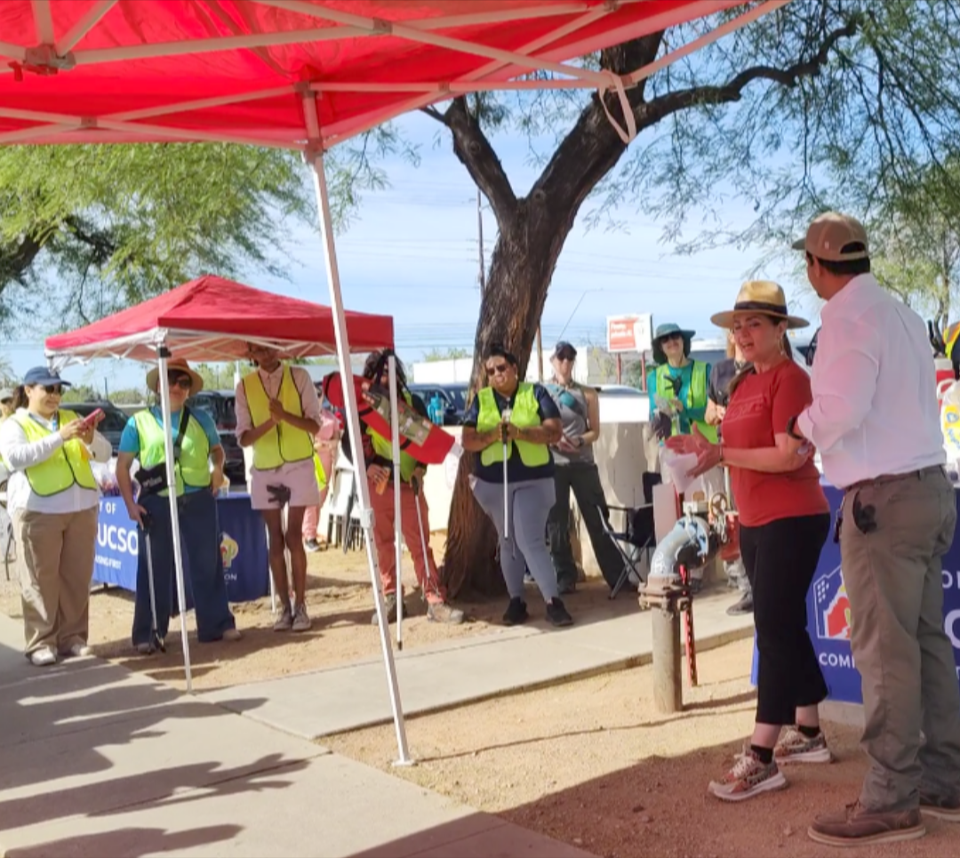 Photo of Mayor Regina Romero speaking at the Earth Day Cleanup.
