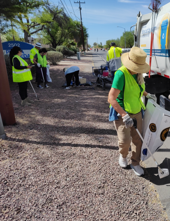 Photo of volunteers helping cleanup on Earth Day.