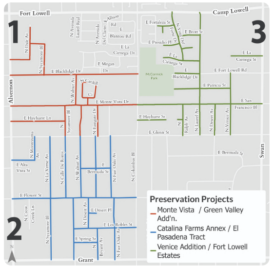 Map of pavement preservation projects in ward 3