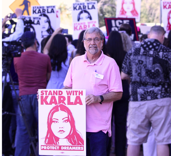 Photo of Tucson City Councilmember Kevin Dahl showing his support for Karla Toledo at the rally demanding her release.
