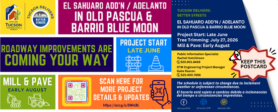 Old Pascua and Barrio blue moon road work flyer