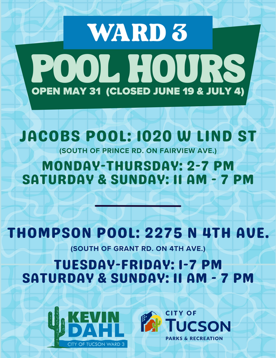 Ward 3 Pool hours flyer