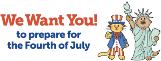 Graphic for Fourth of July pet safety