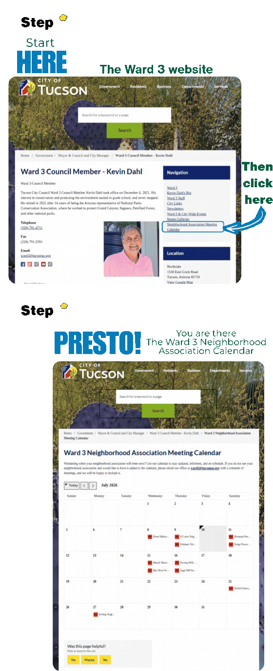 GIF for Neighborhood association calendar location on the Ward 3 website