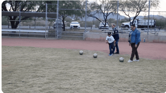 GIF of Council Member Dahl kicking a soccer ball