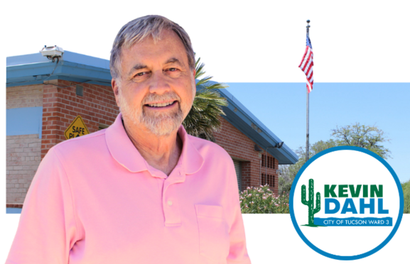 Header image of Kevin Dahl for the top of the newsletter with round logo.