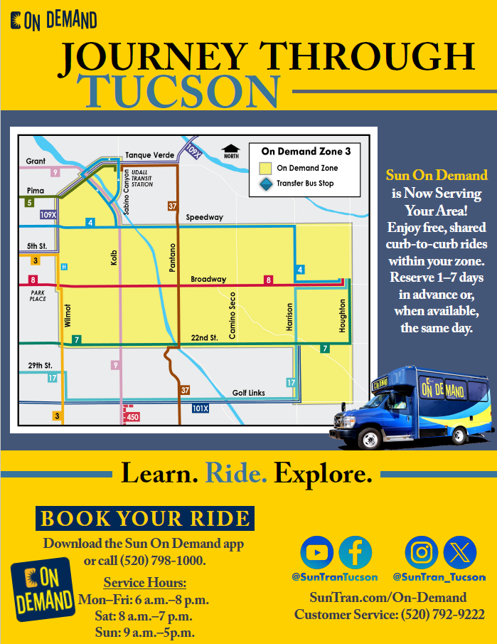 Sun on demand journey through Tucson with east side zone