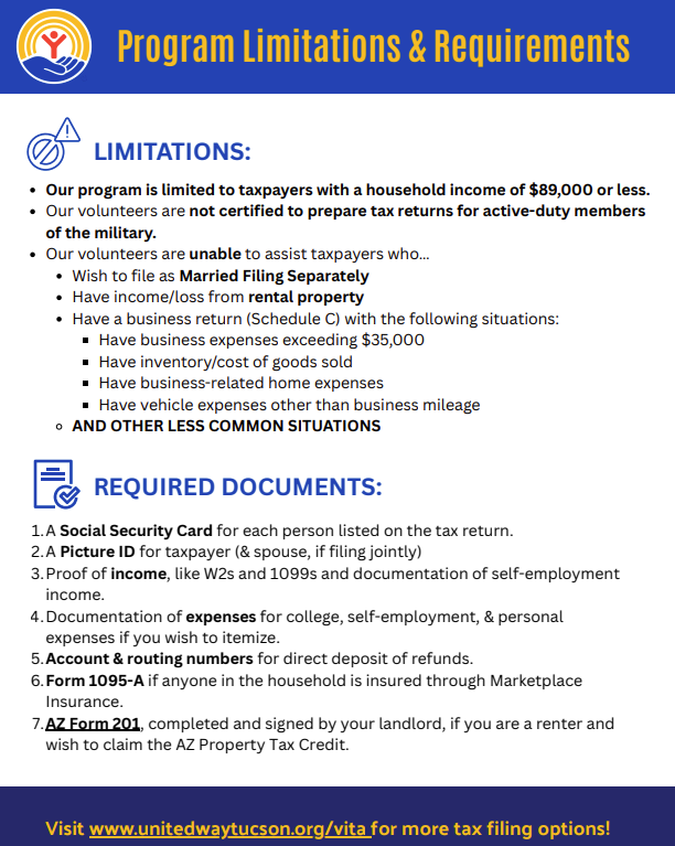 VITA tax prep services flyer