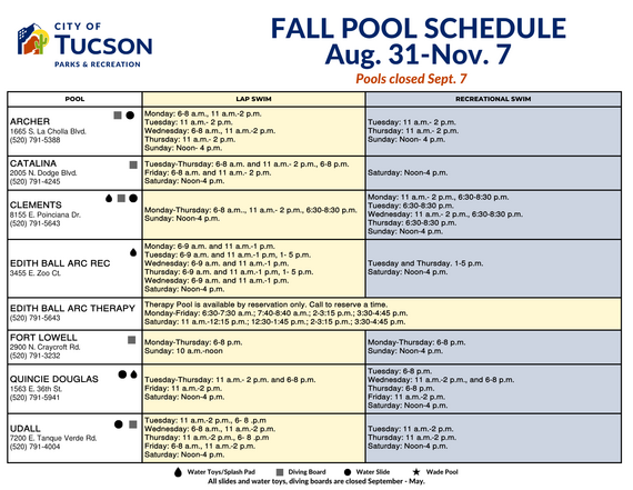 FALL 2026 POOL SCHEDULE