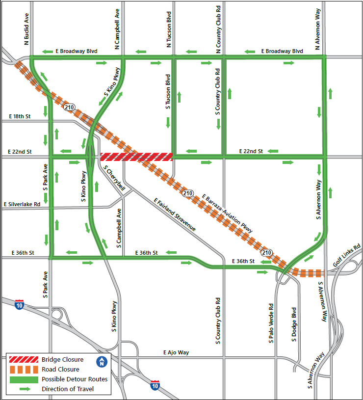 Detour routes to navigate around the Aviation closure.