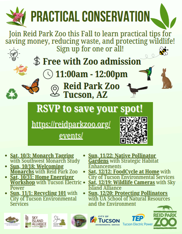 Join Reid Park Zoo to learn practical tips for saving money reducing waste and protecting wildlife! 