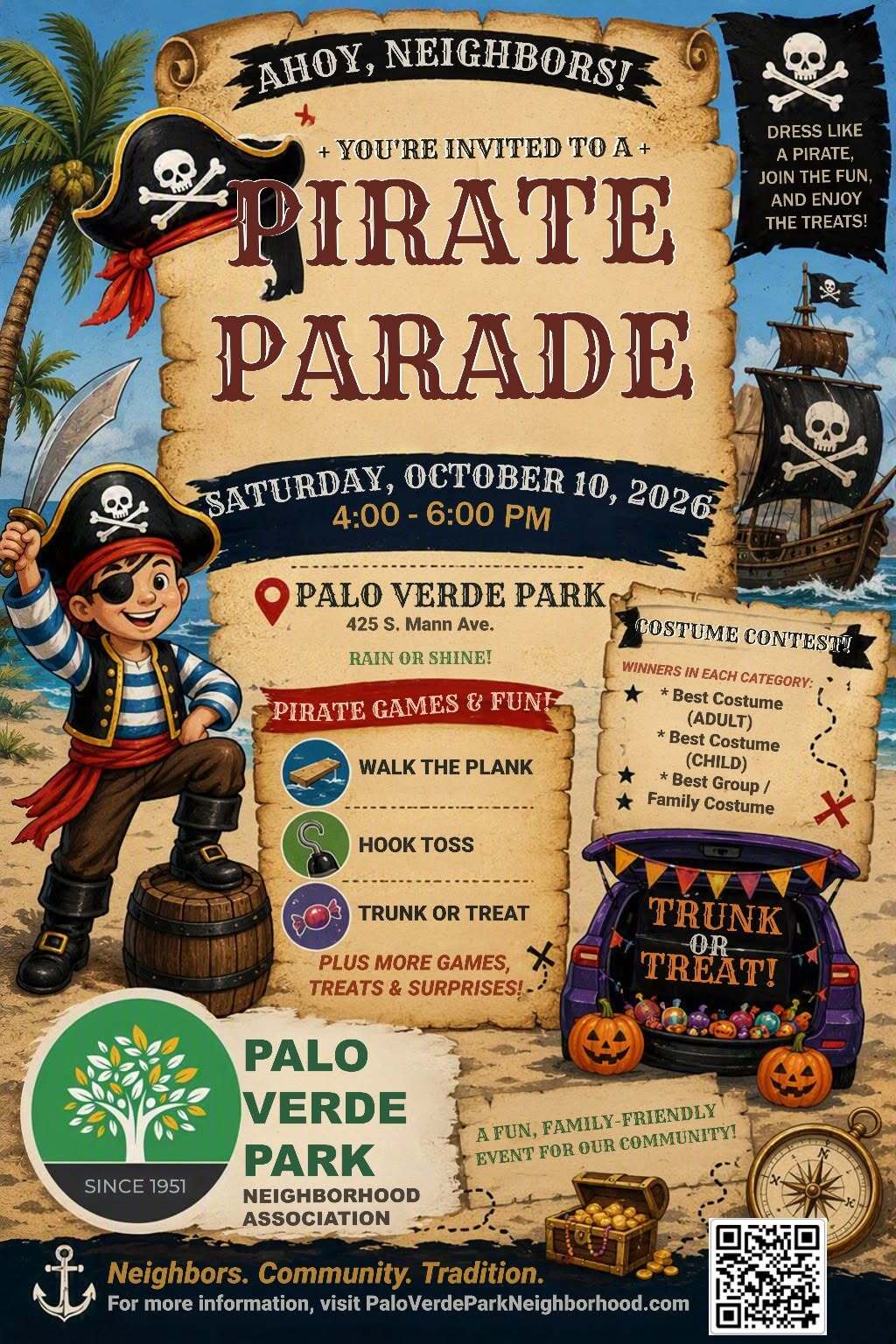 Pirate Day Parade, Saturday October 10 at Palo Verde Park