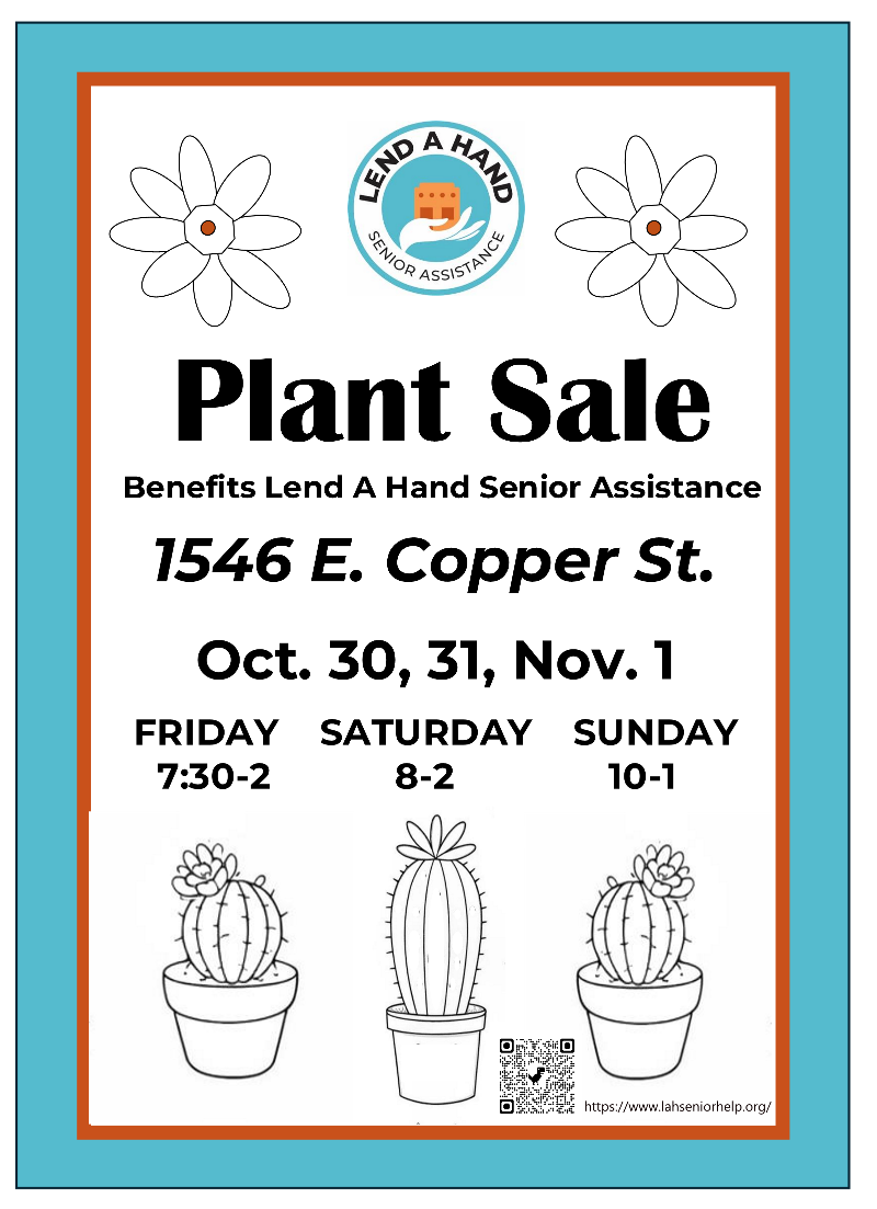 Lend a Hand Plant Sale on 10/30, 10/31, and 11/01 at 1546 E. Copper St.