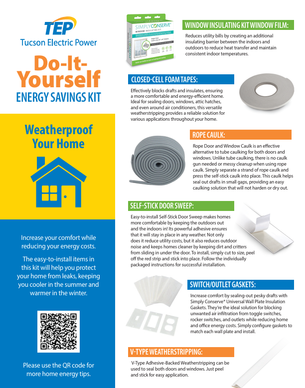 Contents of the Do-It-Yourself Energy Savings Kit from TEP