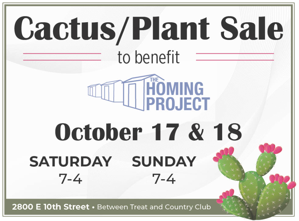 Cactus Plant Sale to benefit the Homing Project at 2800 E 10th St on 10/17 and 10/18, 7 am - 4 pm