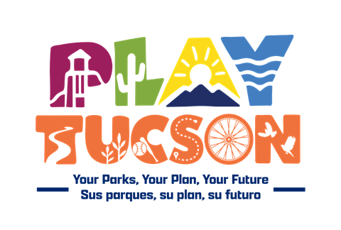 a brightly colored image of the words PLAY TUCSON